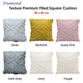 Diamond Texture Filled Cushion Square - 45cm x 45cm Mustard