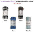 Budget 165gsm Printed Checkered Soft Polar Fleece Throw 127 x 152 cm Blue