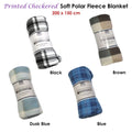 Budget 165gsm Printed Checkered Soft Polar Fleece Extra Large Throw / Single Sized Blanket 150 x 200 cm Black