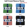Soft Coral Fleece Throw Rug 127 x 152 cm Green