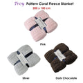 Troy Pattern Coral Fleece Extra Large Throw / Single Sized Blanket 150 x 200 cm Pink