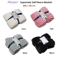 Harper Supremely Soft Fleece Extra Large Throw / Single Sized Blanket 200 x 150 cm Silver
