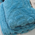 Agaha Pattern Coral Fleece Extra Large Throw / Single Sized Blanket 150 x 200 cm Aqua