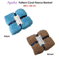 Agaha Pattern Coral Fleece Extra Large Throw / Single Sized Blanket 150 x 200 cm Brown