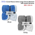 Atlas Extra Large Coral Fleece Throw Rug/Single Size Blanket Blue