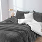 2 in 1 teddy sherpa duvet cover set and blanket queen charcoal