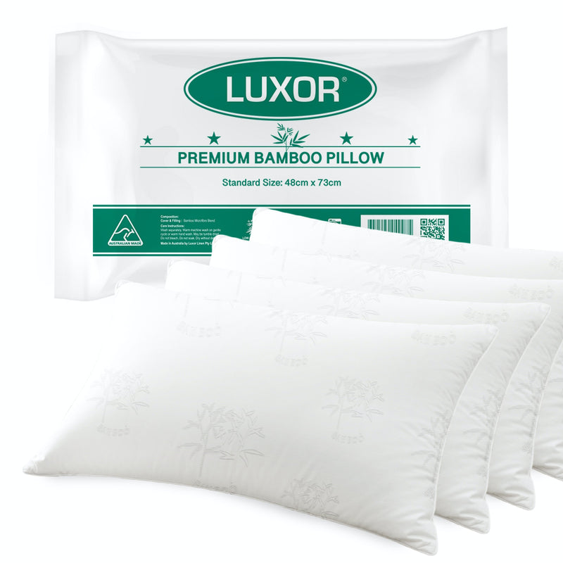 Luxor Bamboo Cooling Pillow Standard 4 Pack Australian Made