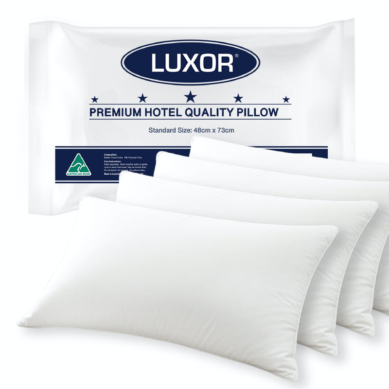 Luxor Hotel Quality Pillow Standard 4 Pack Australian Made
