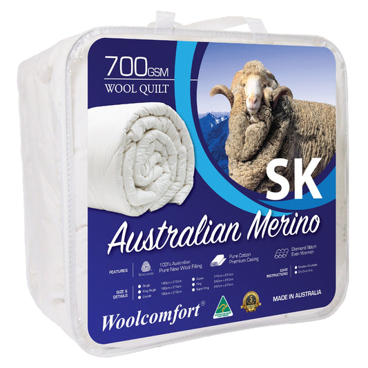 Woolcomfort Merino Wool Quilt 700GSM 270x240cm SUPER KING