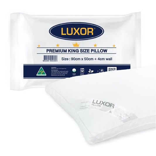 Luxor Hotel KING Pillow 4cm Wall Australian Made Single