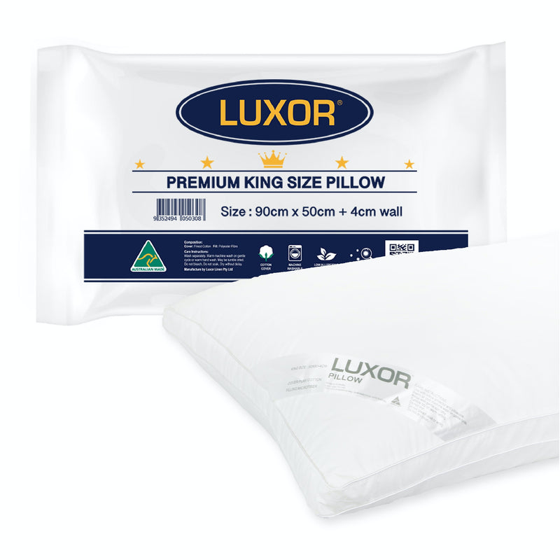 Luxor Hotel KING Pillow 4cm Wall Australian Made Single
