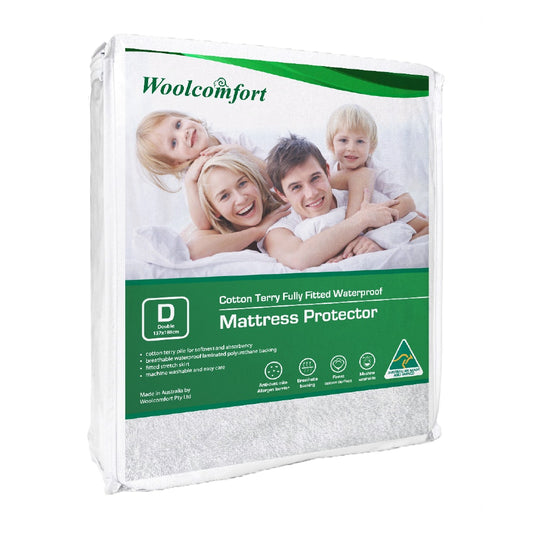 Woolcomfort Cotton Terry Waterproof Mattress Protector DOUBLE