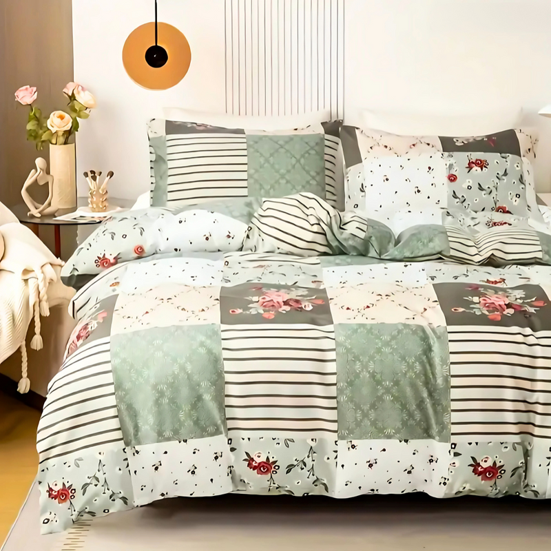 Dreamfields Emerald Plaid Quilt Cover Set King 3pcs