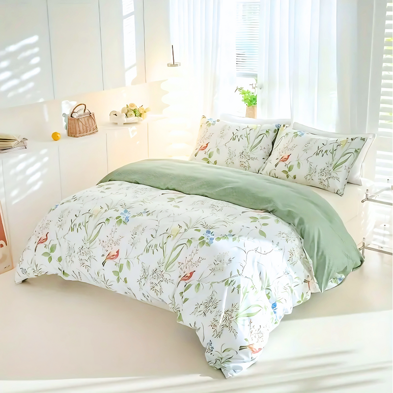 Dreamfields Green Roost Quilt Cover Set Single 2pcs