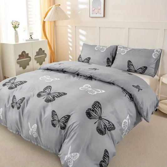 Dreamfields - Mono Papilio Quilt Cover Set - (2pcs, Single Size)