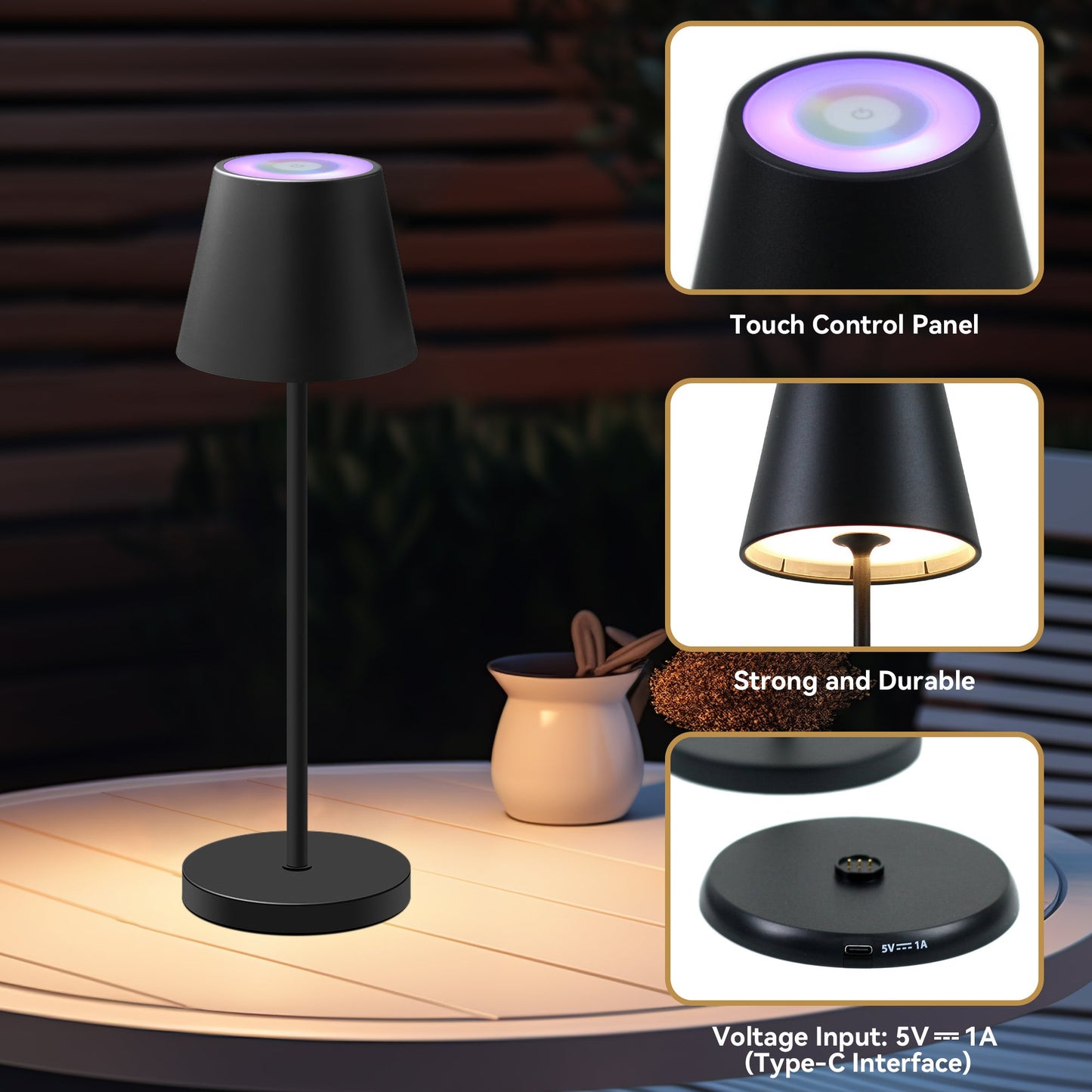 Enoki Portable RGB Table Lamp - Black