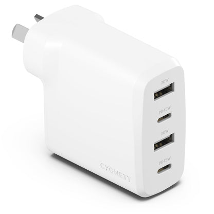 Cygnett Powerplus 45W Multiport Wall Charger AU - White
