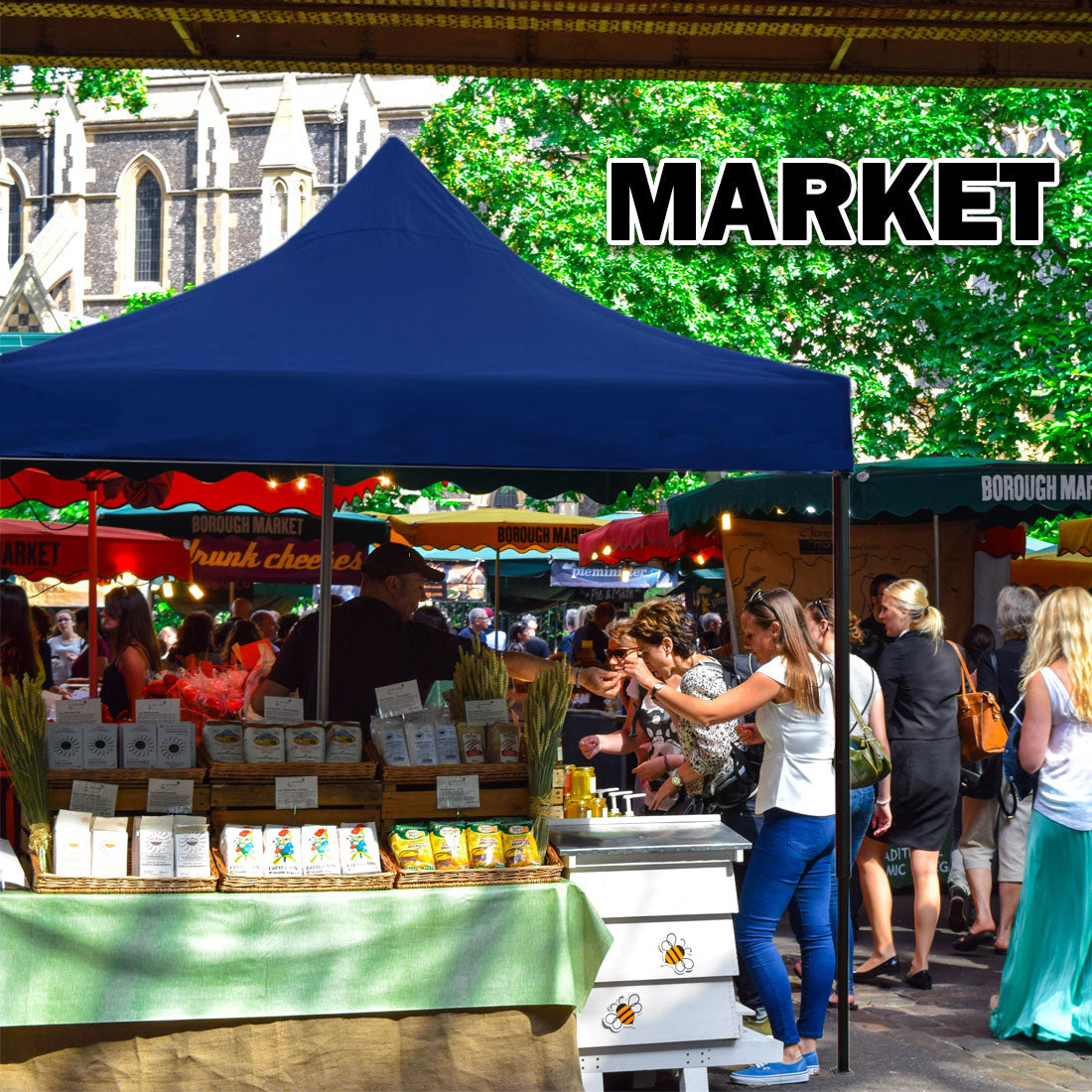 3x3m Pop Up Gazebo Outdoor Tent Folding Marquee Party Camping Market Canopy - blue