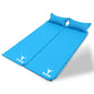 Double Air Bed Self Inflating Mattress Sleeping Mat Camping Camp Hiking Joinable - blue