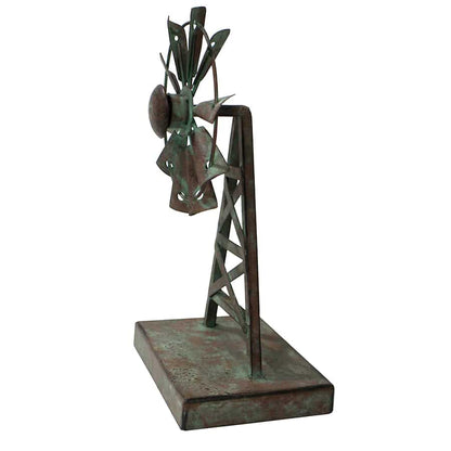 Decorative Galvanised Windmill Ornament on Base 26cm