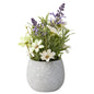 Artificial Lavender & Daisy Bunch in Grey Pot 22cm