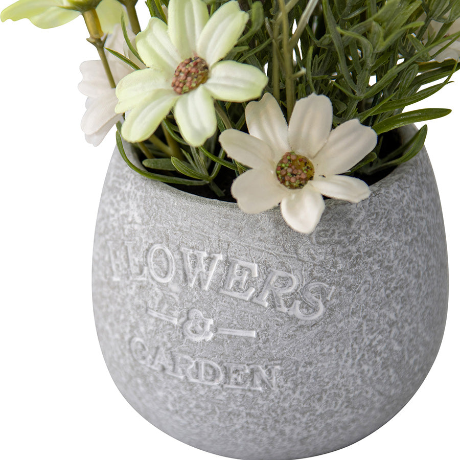 Artificial Lavender & Daisy Bunch in Grey Pot 22cm