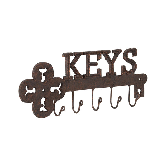 Cast Iron Trendy Wall Hanging Key w 5 Hooks 31cm