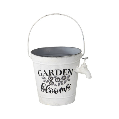 Country Garden Bucket Planter w Decorative Tap 27cm