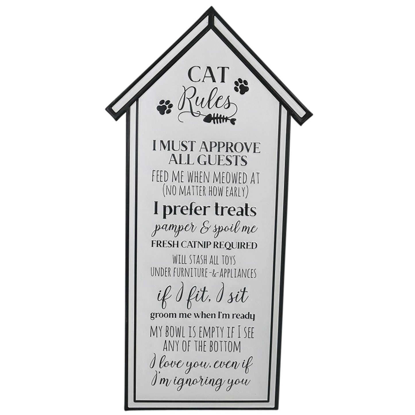 Cat Rules Wall sign 33x66cm