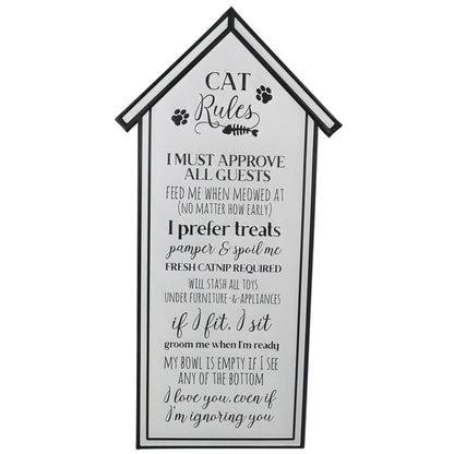 Cat Rules Wall sign 33x66cm