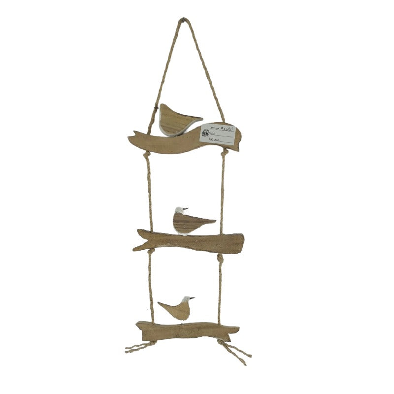Birds On Driftwood w Rope Wall Art 47cm
