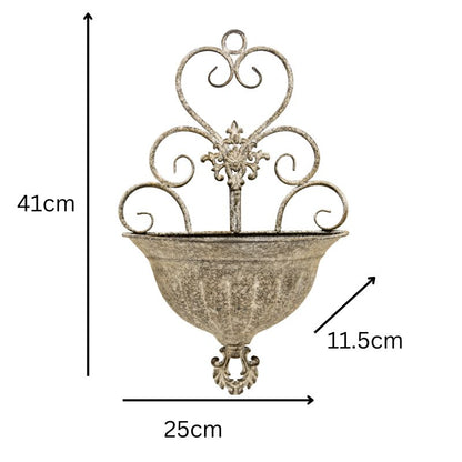 Classic Hanging Wall Planter w Fleur-De-Lis 41cm