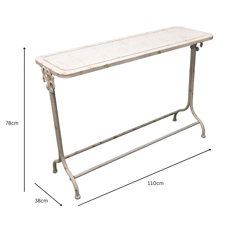 Distressed Finish French Provincial Metal Console Table 110cm