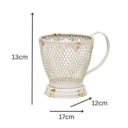 French Provincial 'Teacup' Candleholder / Planter w Fleur -De-Lis 17cm