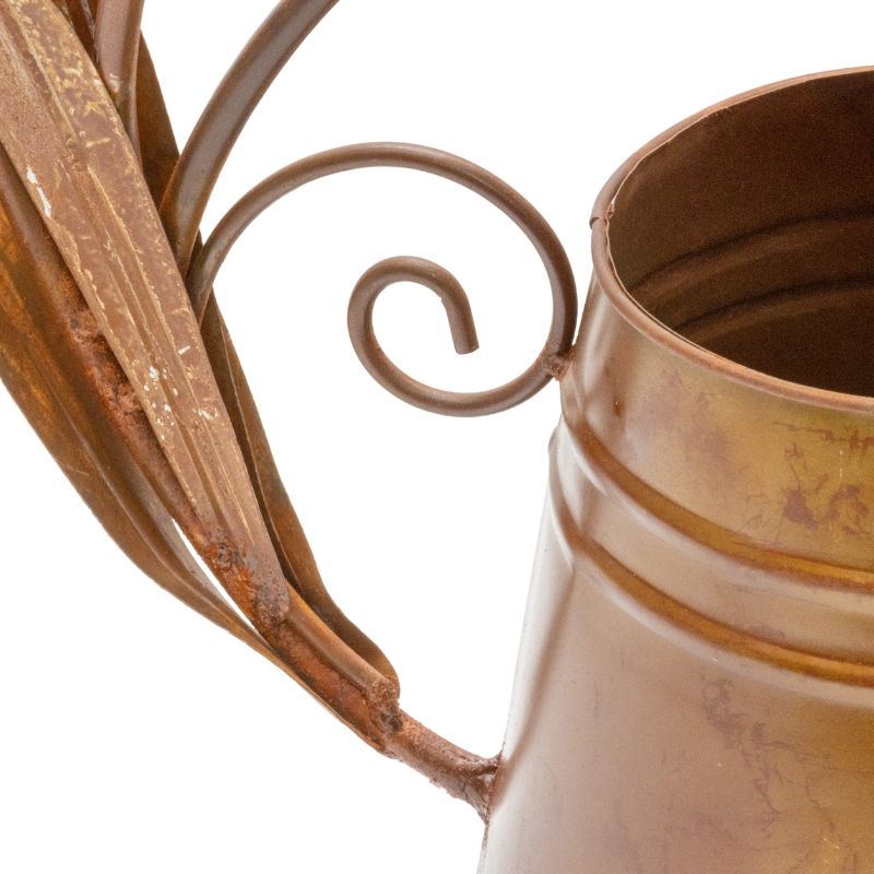 Decorative Rust Watering Can w Lilypads 57cm