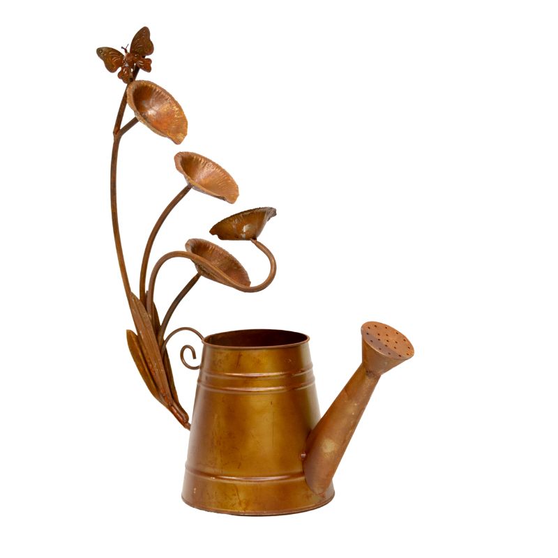 Decorative Rust Watering Can w Lilypads 57cm