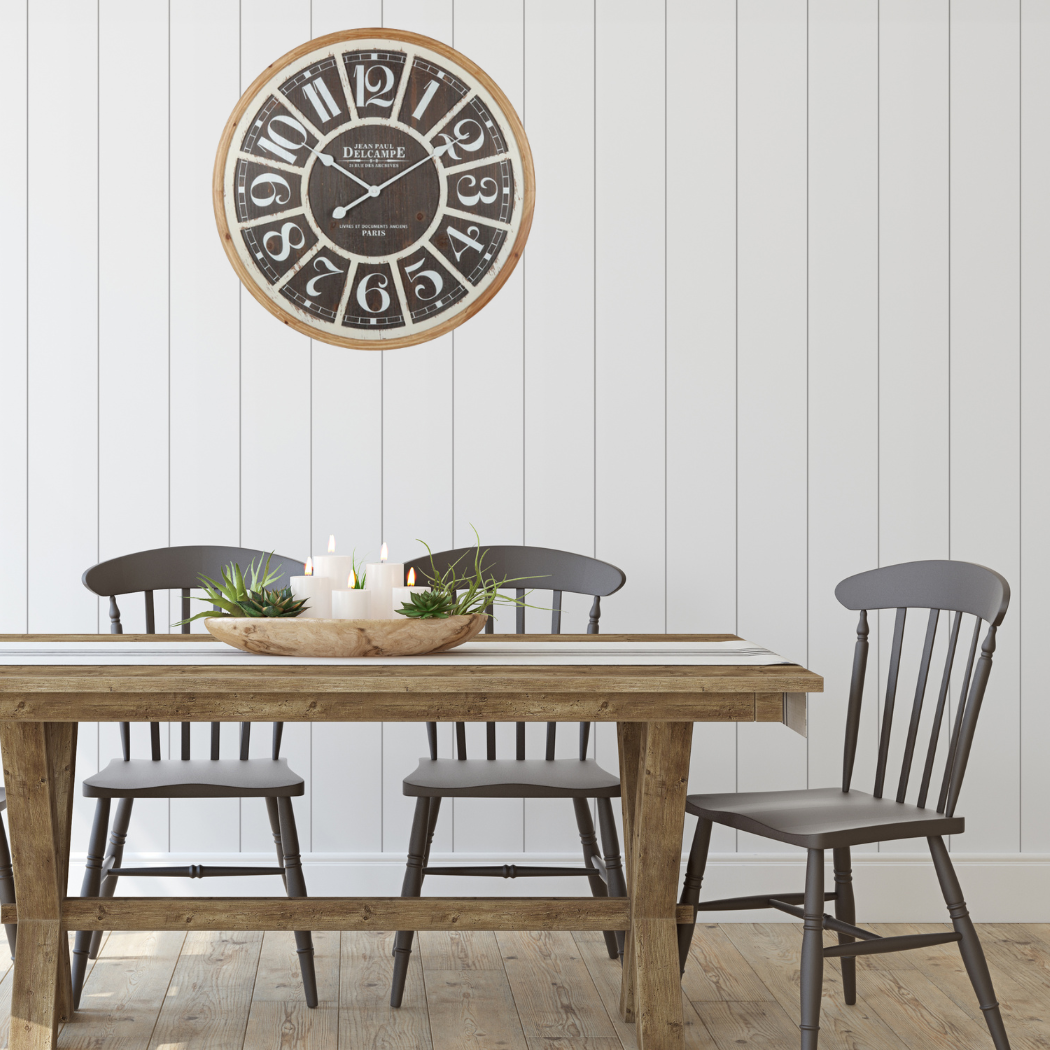 Distressed Grid Wall Clock 68x68cm