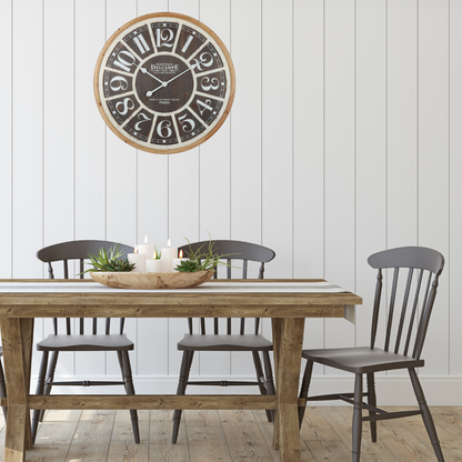 Distressed Grid Wall Clock 68x68cm