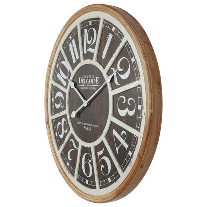 Distressed Grid Wall Clock 68x68cm