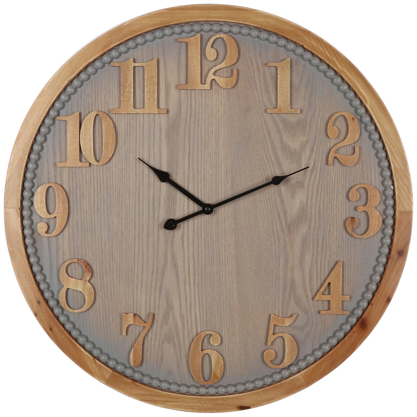 Contemporary Grey Timber Wall Clock 60cm