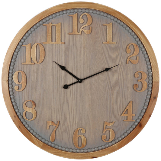 Contemporary Grey Timber Wall Clock 60cm