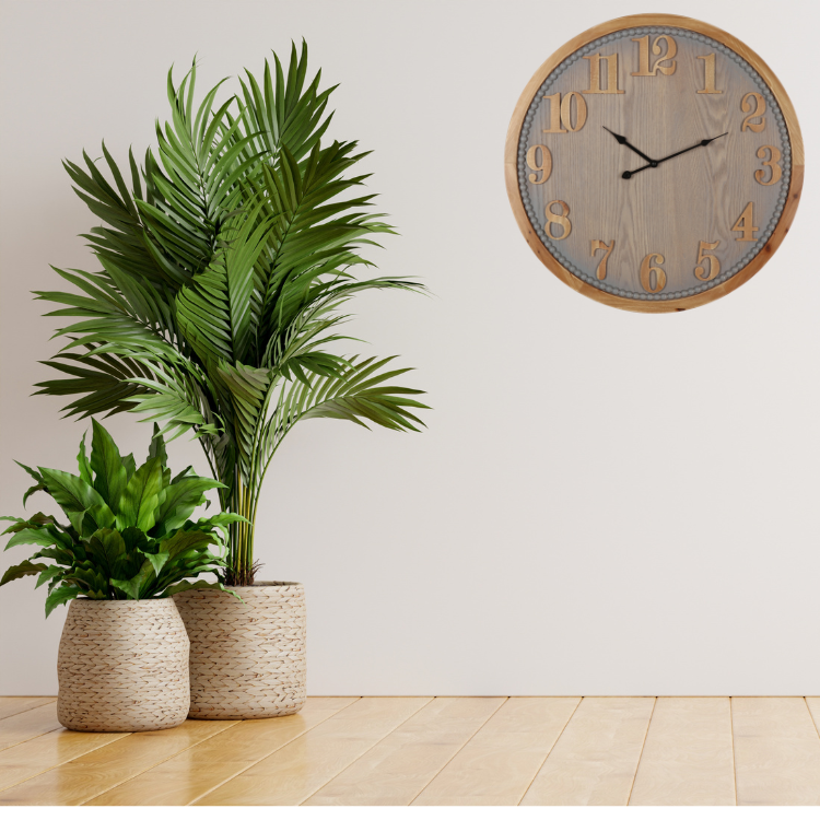 Contemporary Grey Timber Wall Clock 60cm