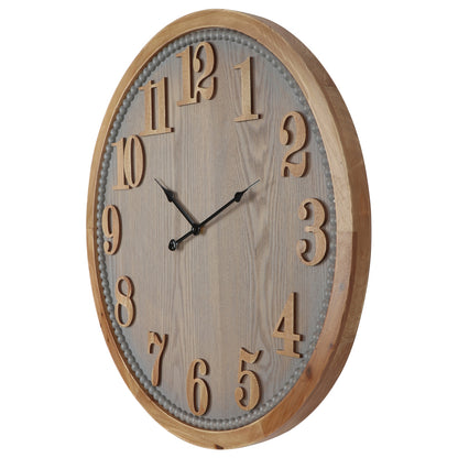 Contemporary Grey Timber Wall Clock 60cm