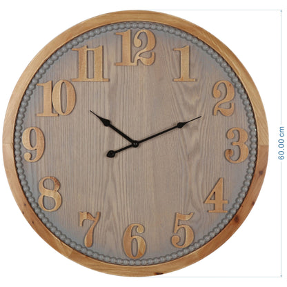 Contemporary Grey Timber Wall Clock 60cm