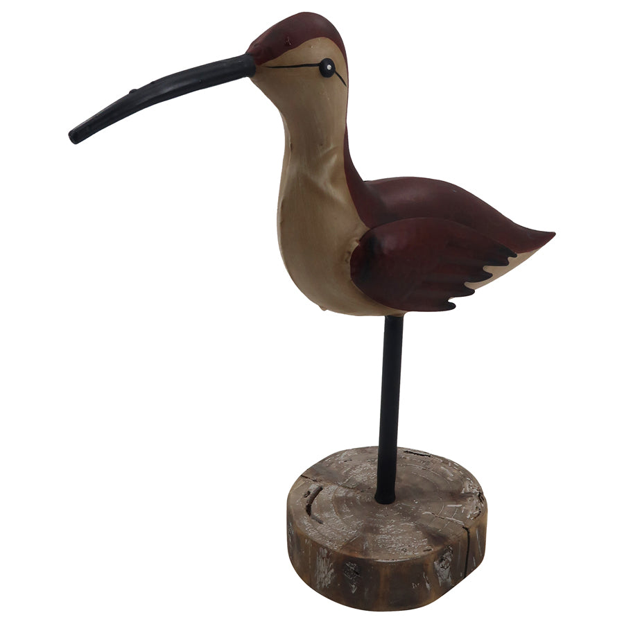 Bird w Brown Plumage + Wood base Ornament 30cm