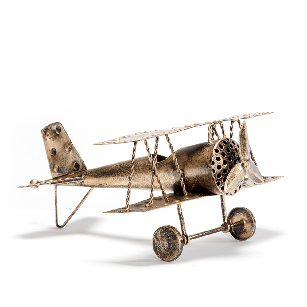 Antique Gold Aeroplane 25cm