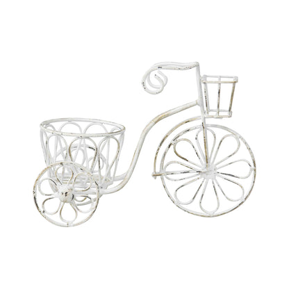 Distressed White Small Bicycle Planter 25x18cm
