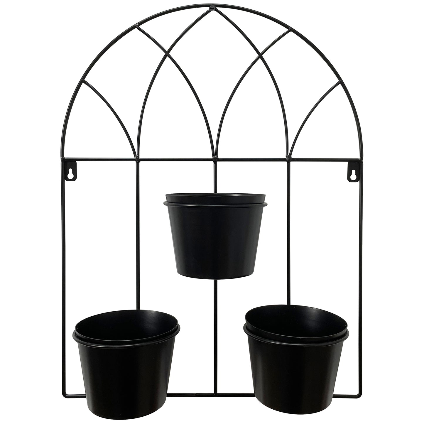 Black Arched 3 Pot Wall Planter 40x52cm