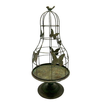 Distressed Green Footed Cloche w Butterflies 67cm