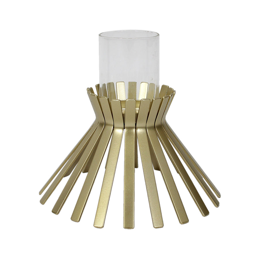 Aura Slatted Pillar Candleholder 23x21cm